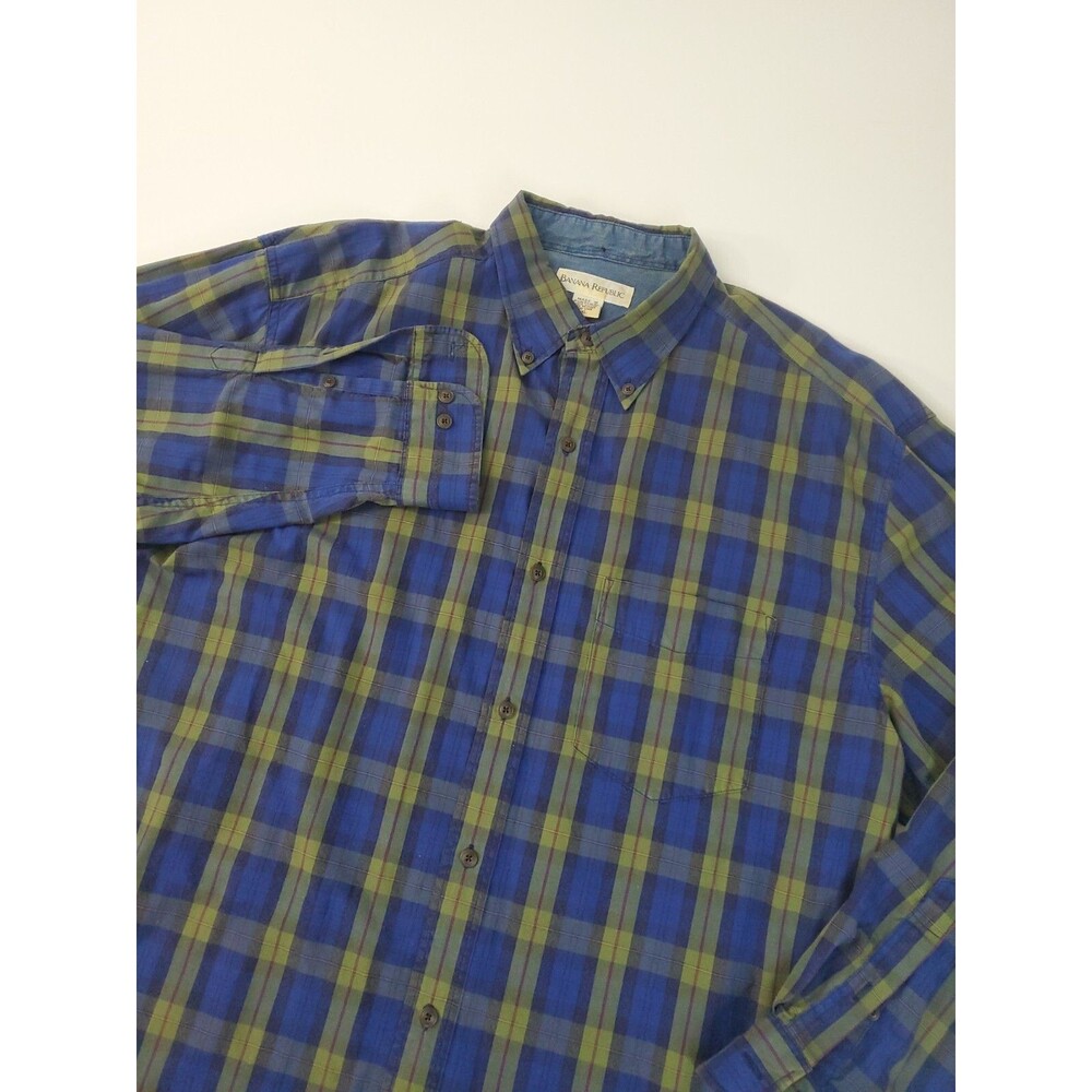 Banana Republic Men's Long Sleeve Button Up 100% Cotton Casual Dress Shirt, XL